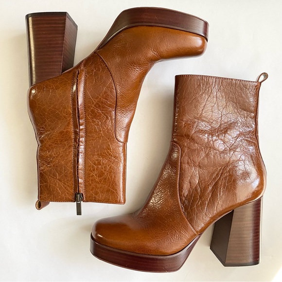 Marc Fisher Marysa Block Heel Platform Bootie in Medium Natural - Picture 5 of 8